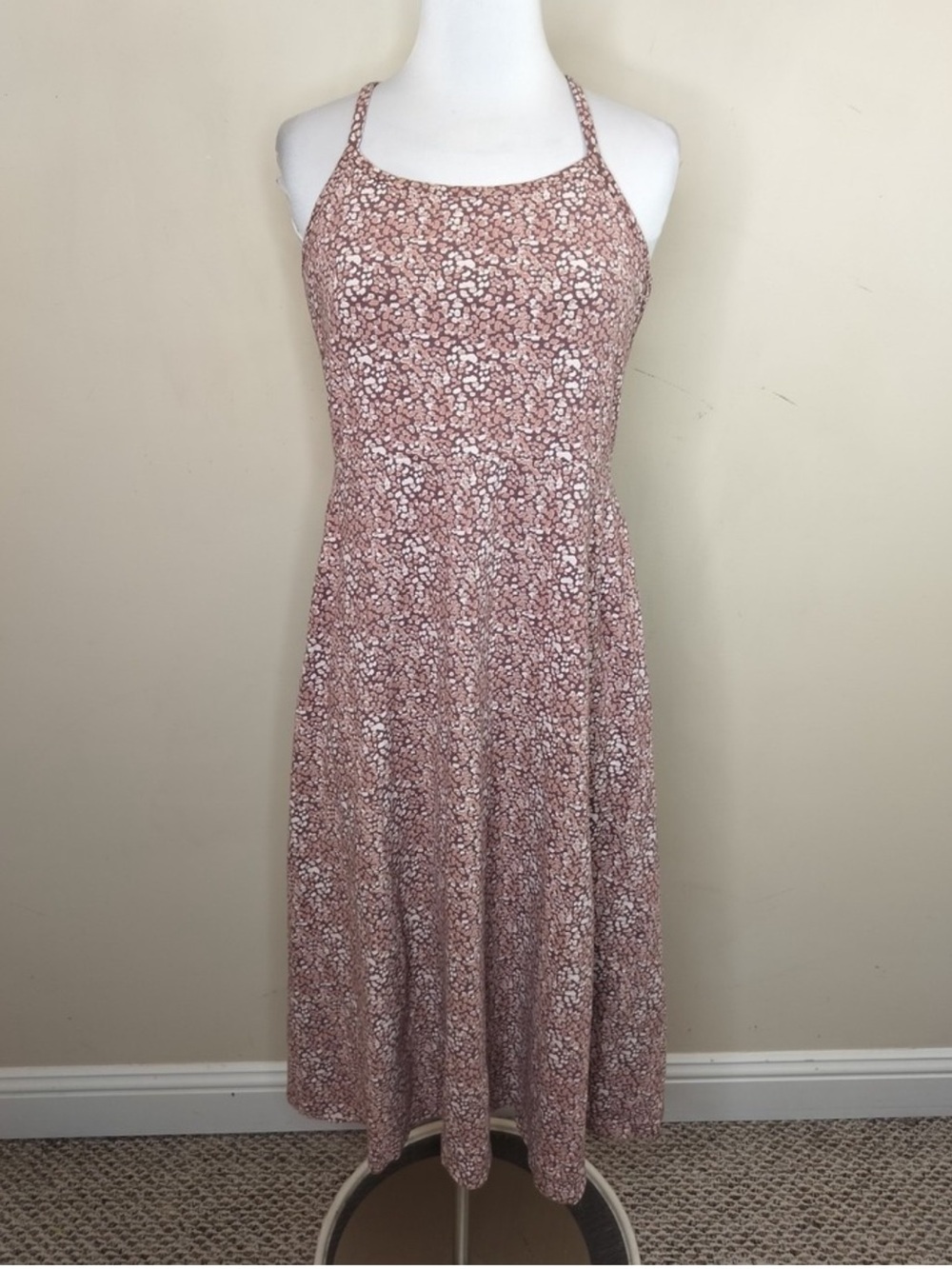 PACT Women’s Pink Floral Halter Organic Cotton Midi Dress - Picture 3 of 9